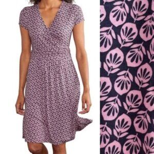Boden Lola Asphalt Berry Bloom Dress Black and Pink 8
